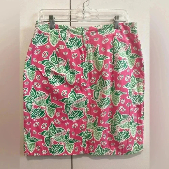 Lilly Pulitzer  vintage white label skirt pink green butterfly size 14 - Picture 2 of 4